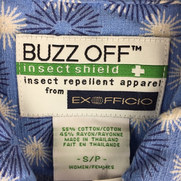 Buzz Off Insect Repellant Blue Floral Top - Picture 6 of 11